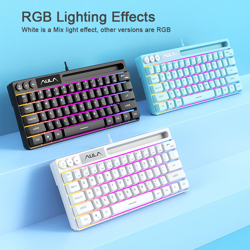 61 Keys Wired Gaming Keyboard RGB Game headphones键盘耳机