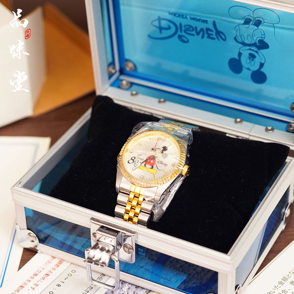 限量版迪士尼间金米老鼠米奇男士腕表手表天然钻石全新绝版怀旧
