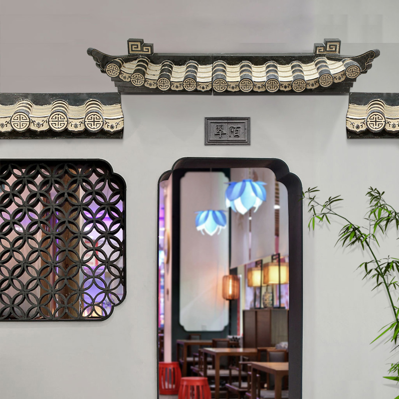 新中式背景墙房间墙上墙角线装饰品餐厅墙面客厅墙壁徽派门头装饰
