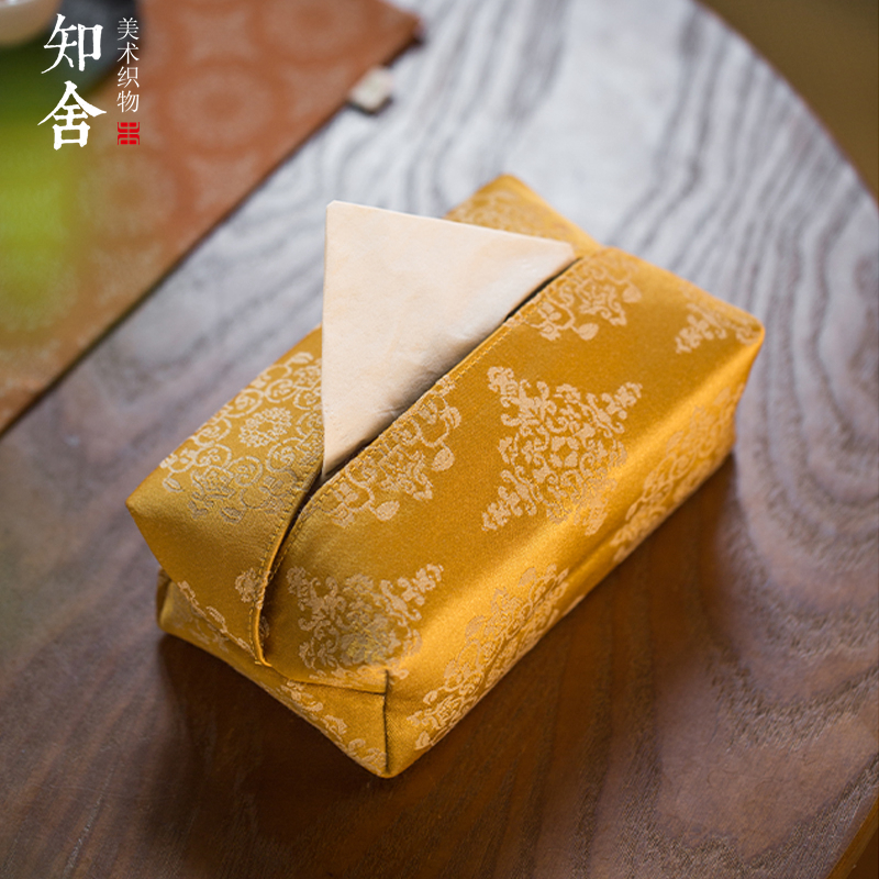 唐团花织锦抽纸盒 收纳 四色 中国传统纹样传统色 原创图案 茶配