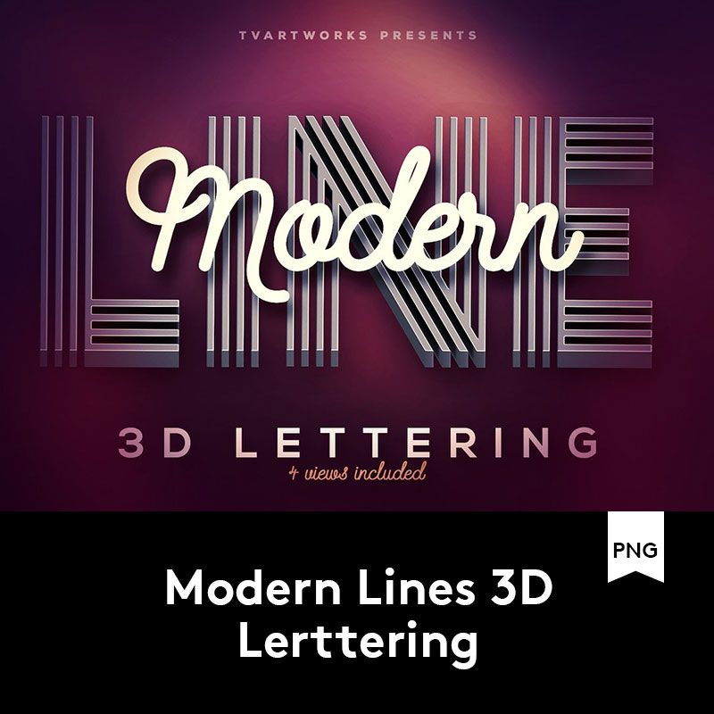 富有创意3D线条大写英文字母字体样式PNG平面设计素材YS201912172