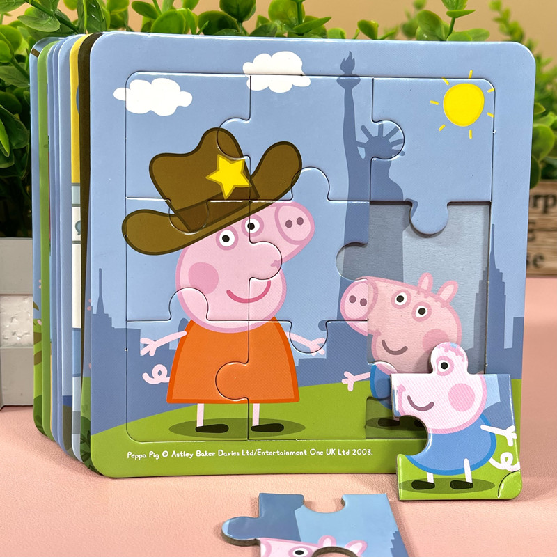 小猪佩奇卡通动物拼图大块简单纸质平图幼儿童益智力玩具宝宝早教