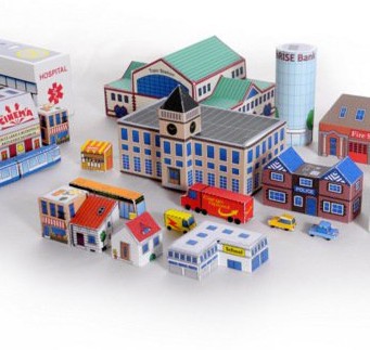 儿童手工折纸DIY拼装立体3D纸质模型迷你城市小建筑城镇房子场景