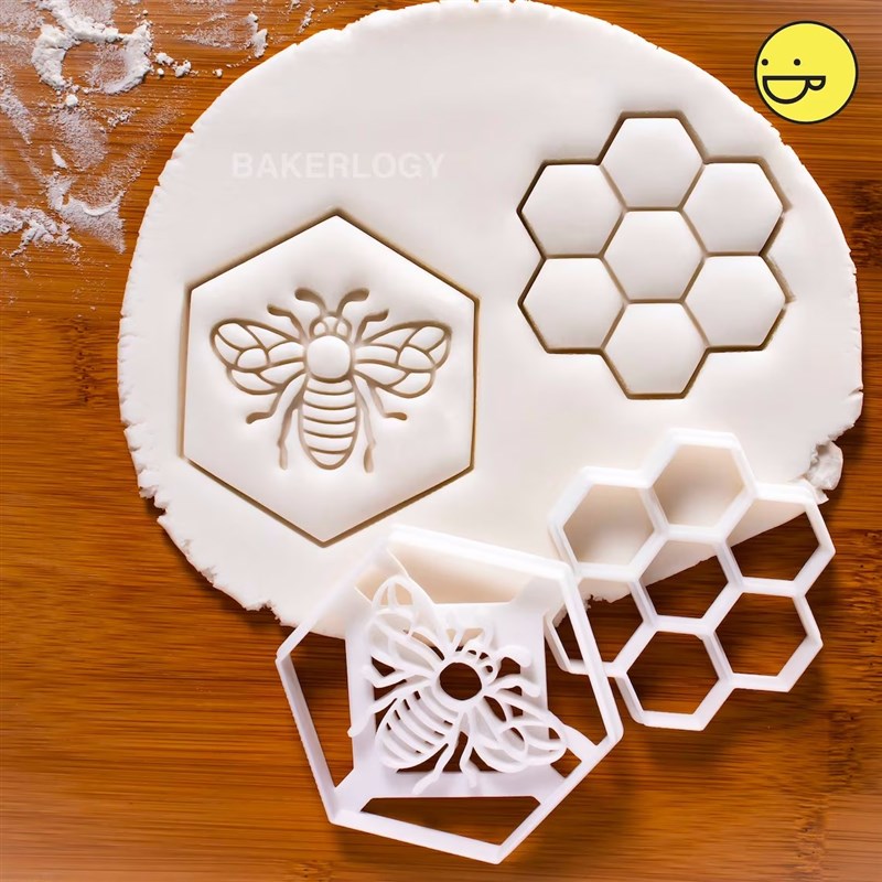 蜜蜂蜂巢花样做越蔓莓翻糖工具卡通定制压模曲奇模型烘焙饼干模具