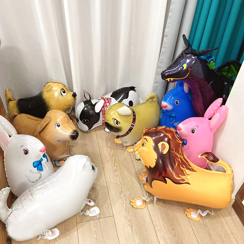 走路动物铝箔气球卡通宠物狗恐龙猫咪散步氦气球儿童生日派对玩具