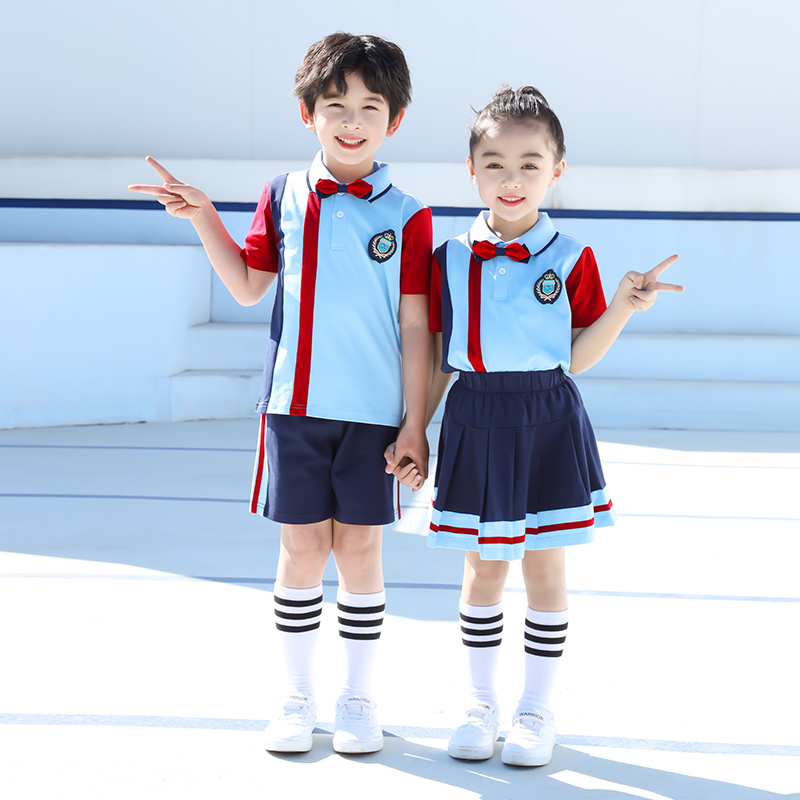 幼儿园园服夏装纯棉小学生校服短袖套装韩国潮运动风儿童班服夏季