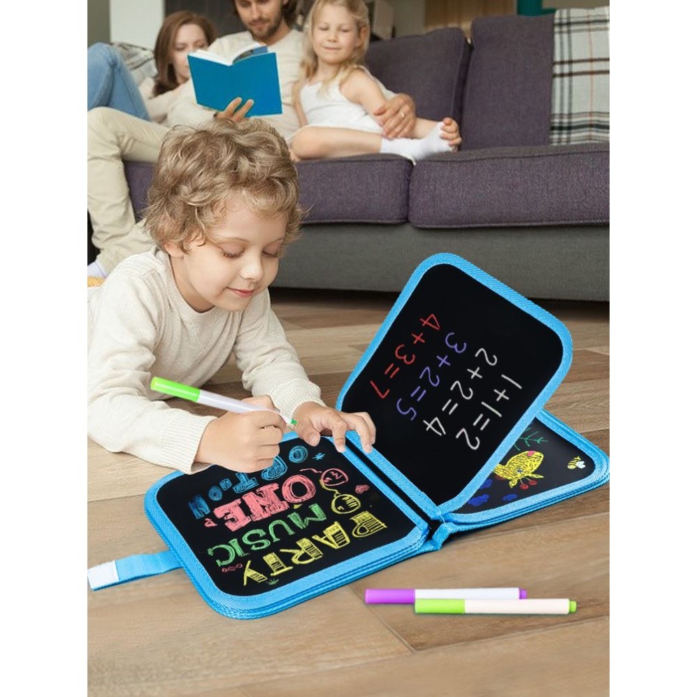 可擦水粉笔涂便携式涂鸦画板儿童玩具写字白板涂色双面画画小黑板
