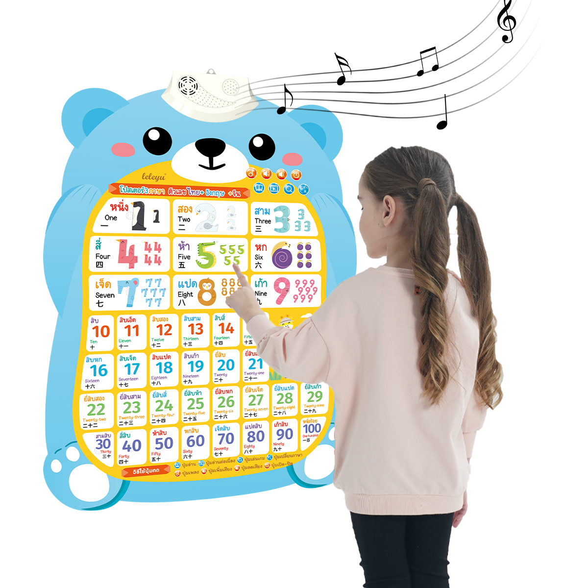 学习泰语数字1-100热销泰国有声挂图儿童考试可爱益智玩具出口