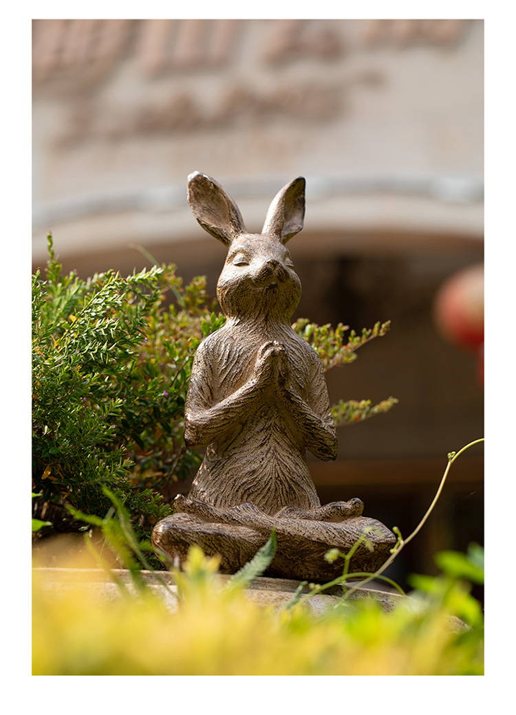创意个性打坐瑜伽兔子家居阳台花园布置庭院摆件户外摆件装饰庭院