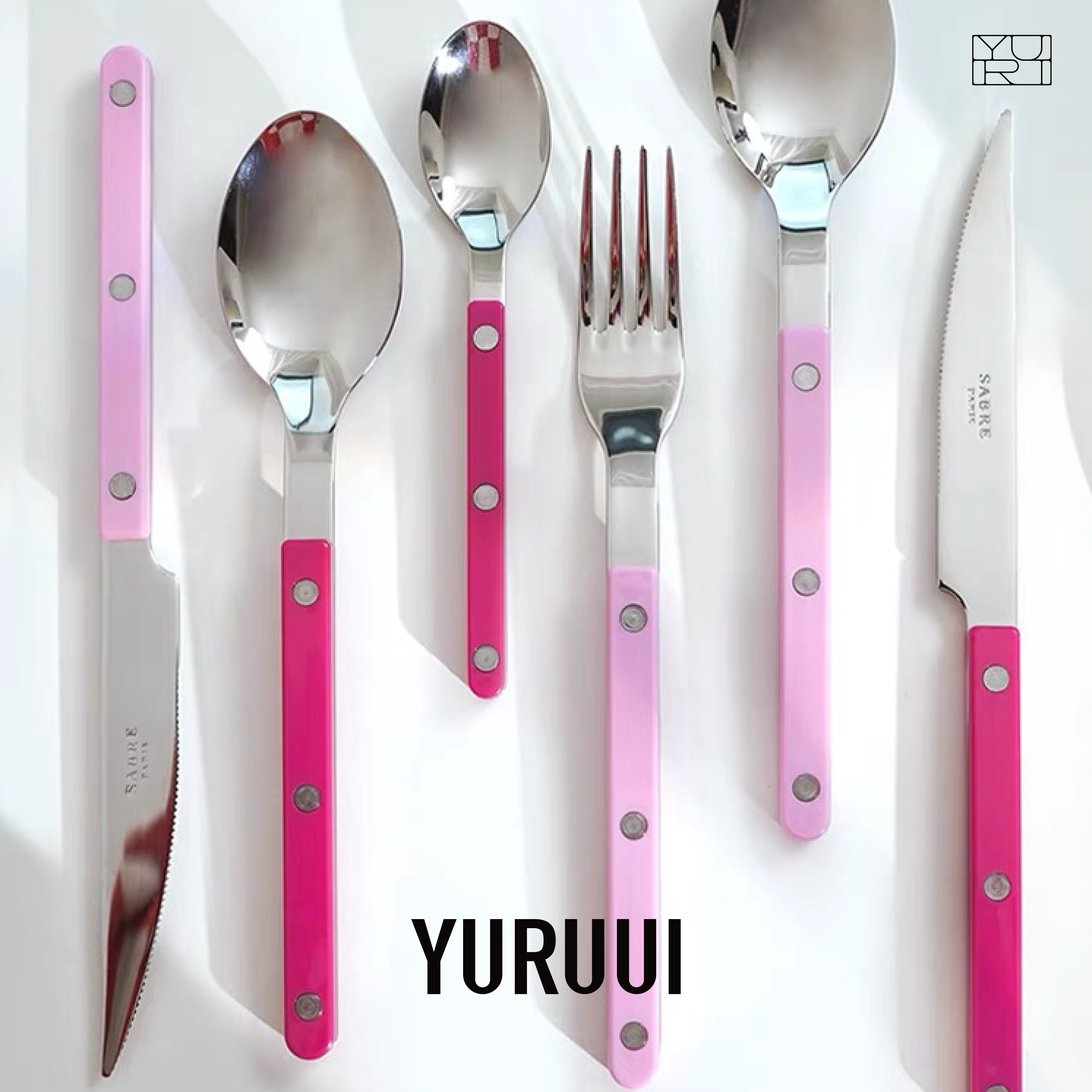 [YURUUI设计师]法国Sabre Paris小酒馆粉色玫粉不锈钢刀叉勺餐具