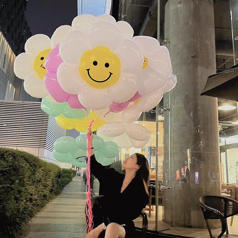 网红大号太阳花朵气球雏菊运动会气球in春天户外生日派对装饰拍照