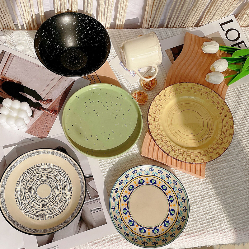 陶瓷盘子浅盘日式餐具西餐盘创意家用菜盘釉下彩牛排餐盘深盘汤盘