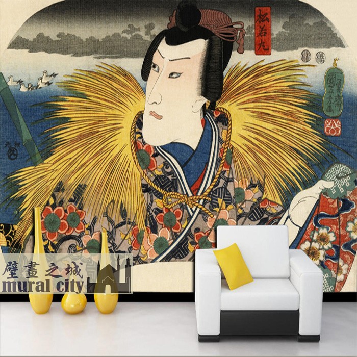 日系古典复古画墙纸日式风格日本古代男人男子戏剧浮世绘壁纸壁画