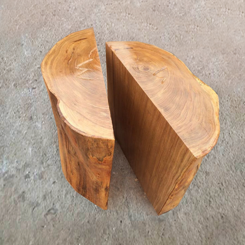 实木木墩大板支架原木树墩天然树根茶桌底座半圆树桩架子木质桌腿