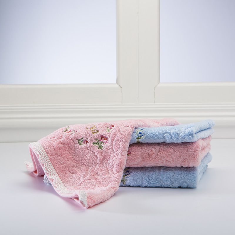TAYOHYA/多样屋 花园玫瑰毛巾粉蓝色纯棉吸水吸汗面巾方巾浴巾