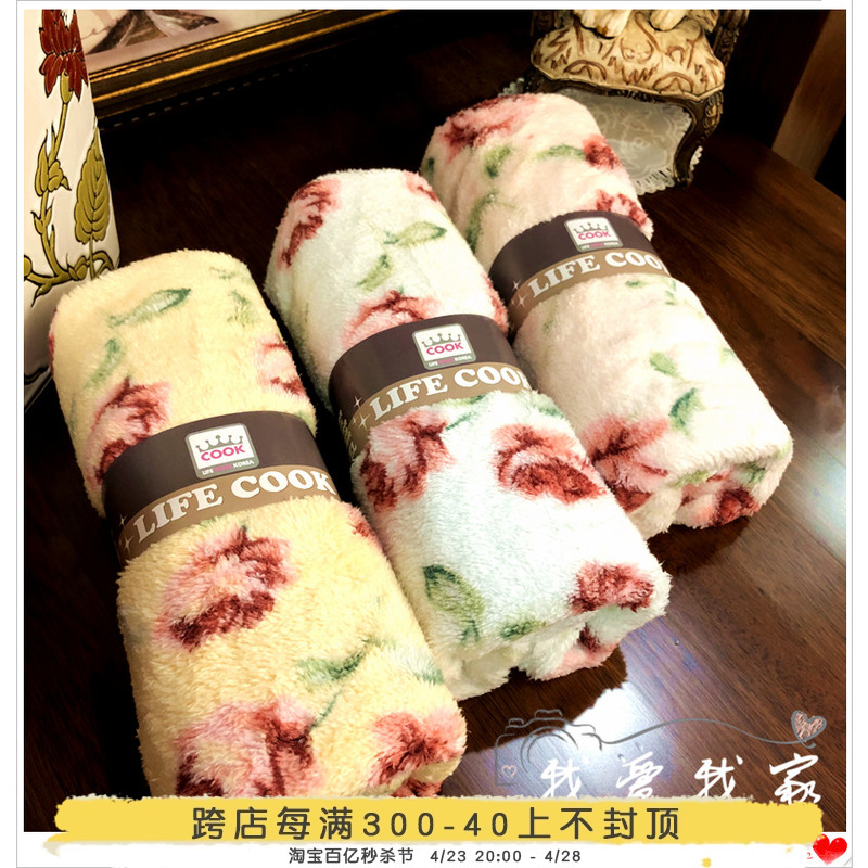 韩国珊瑚绒绒细腻纤维软大毛巾吸水玫瑰花洗脸面巾干发礼盒装
