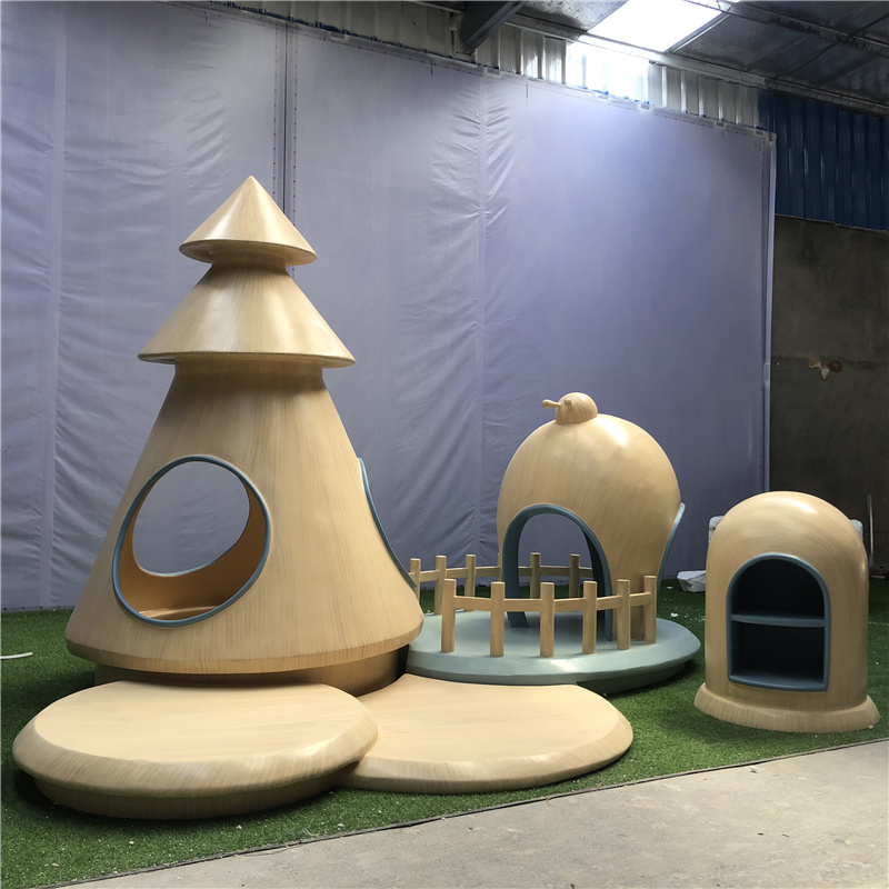 玻璃钢树屋蘑菇屋创意拱门儿童游乐设施组合摆件阅览区美陈装饰