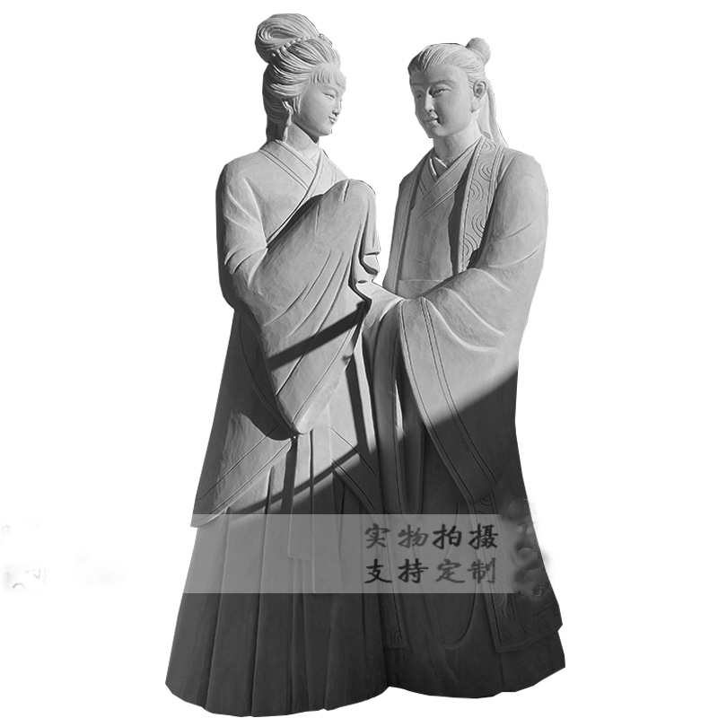 石雕汉白玉爱情传说雕塑古代人物情侣雕像牛郎织女神话主题定