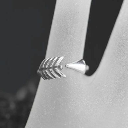 泰银 925纯银 手工曼谷正品原创设计丘比特之箭好运活口尾戒指3-9