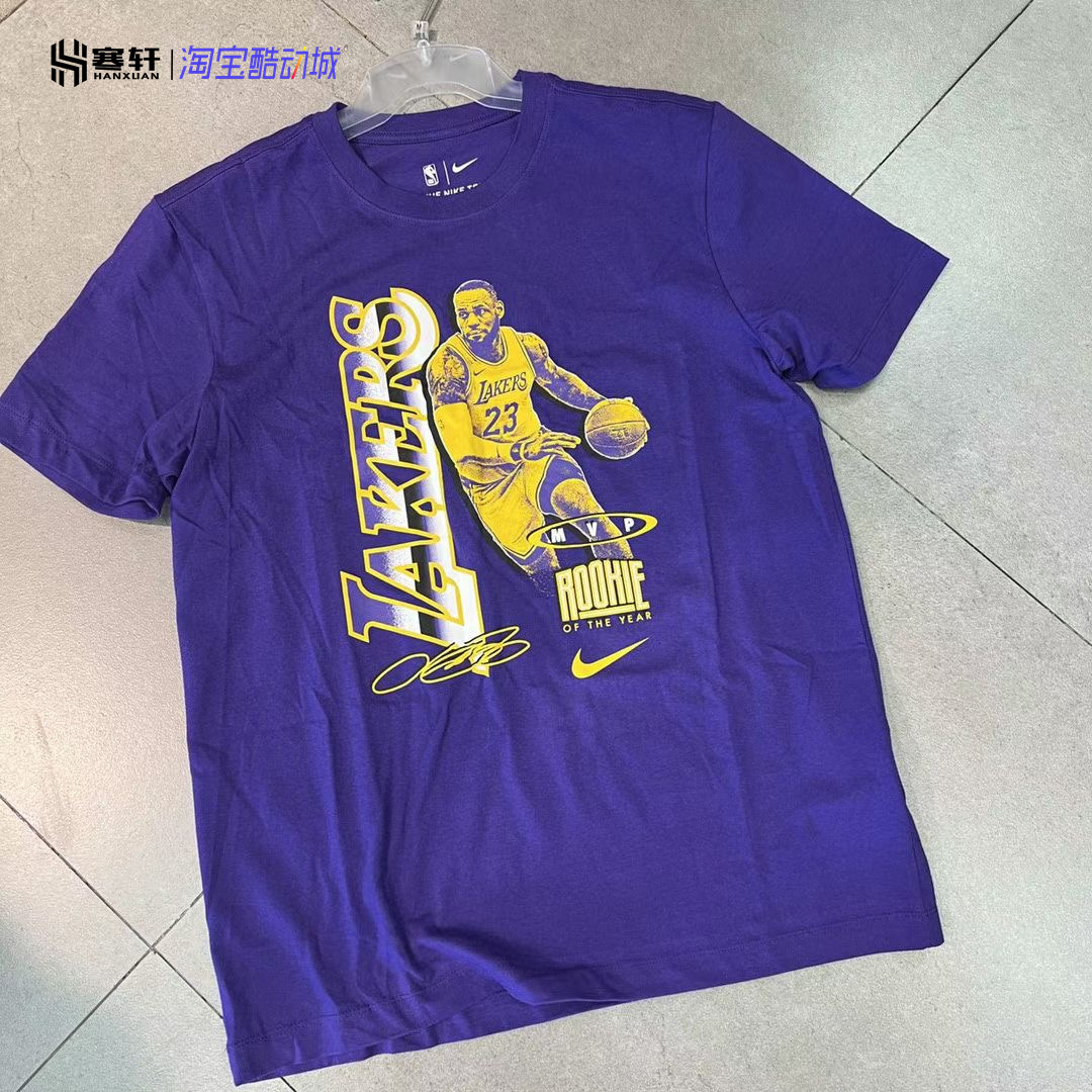 Nike/耐克洛杉矶湖人紫金詹姆斯篮球运动休闲短袖T恤DH3717-547