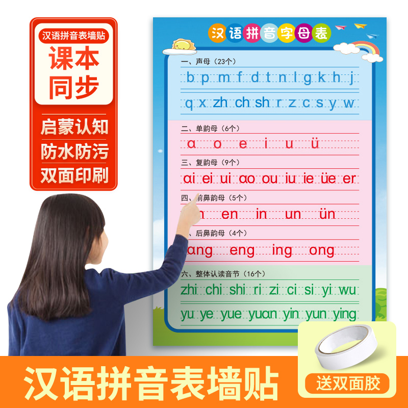 汉语拼音字母表乘法表一年级声母韵母认读墙贴加减法分成儿童挂图