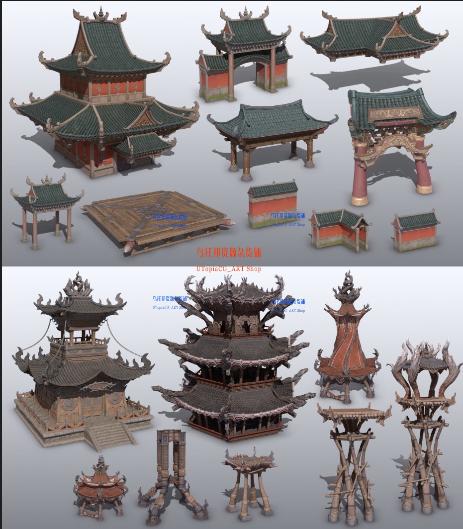 3dmax古代古风建筑房子民居帐篷阁楼蒙古包日式游戏影视3D模型