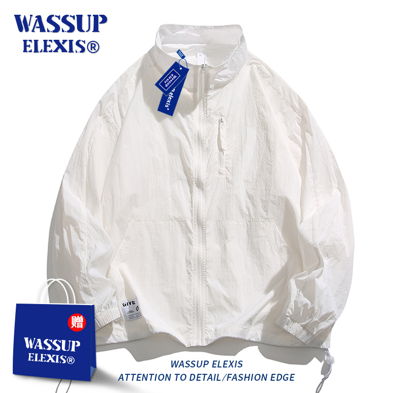WASSUP ELEXIS美式夏季防晒服男士潮牌宽松轻薄纯色皮肤衣外套男