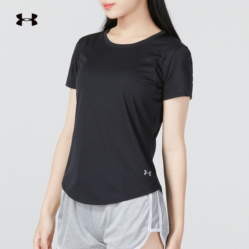 UA安德玛短袖T恤女子夏季跑步运动服健身训练速干衣透气圆领半袖