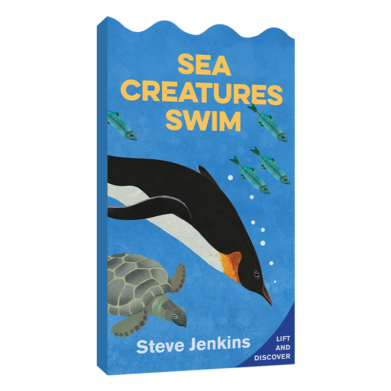 英文原版绘本 Sea Creatures Swim  游泳的海洋生物 翻翻书 凯迪克大奖作者Steve Jenkins 纸板书绘本 英文版 进口英语原版书籍