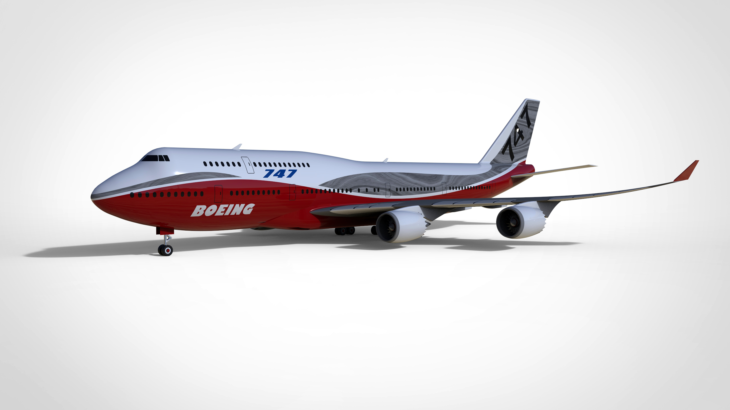 波音747客机飞机模型3D图纸数模三维建模Solidworks设计附STP