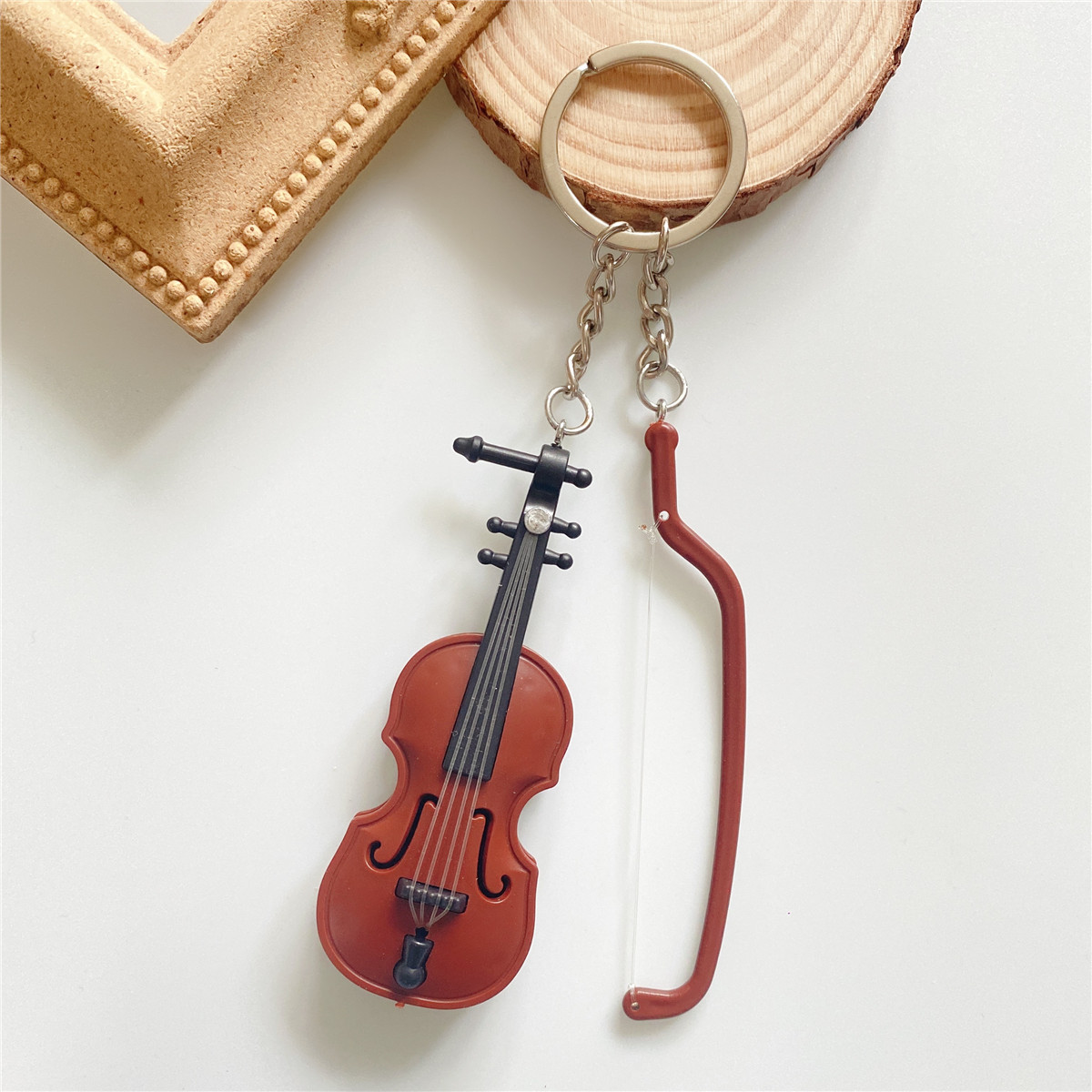 复古文艺小清新大提琴钥匙扣创意夸张书包挂件搞怪趣味乐器钥匙链