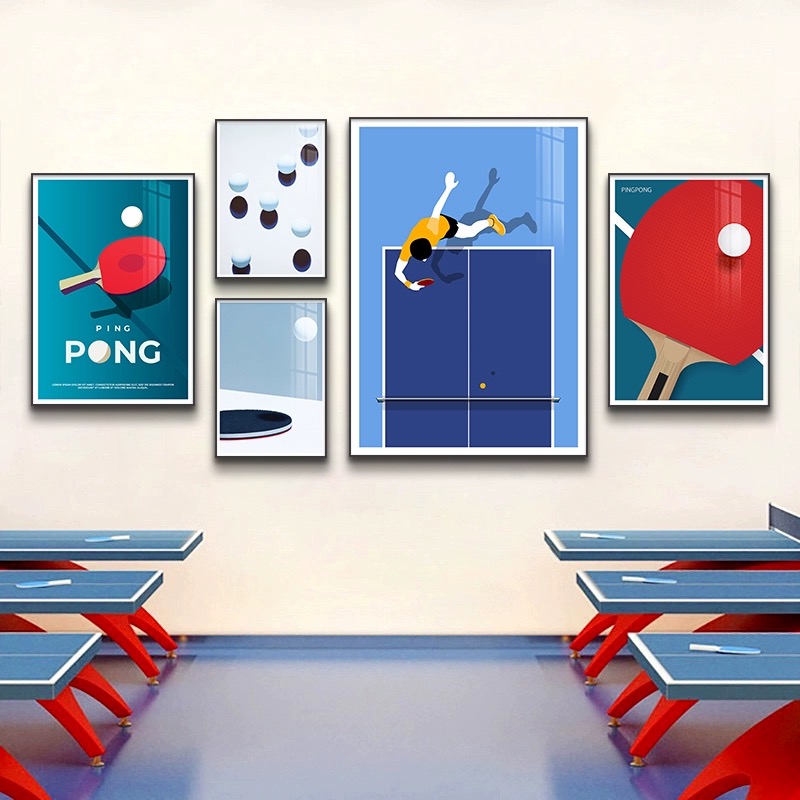 乒乓球室墙面装饰画球馆健身房运动俱乐部青少年培训机构学校壁画