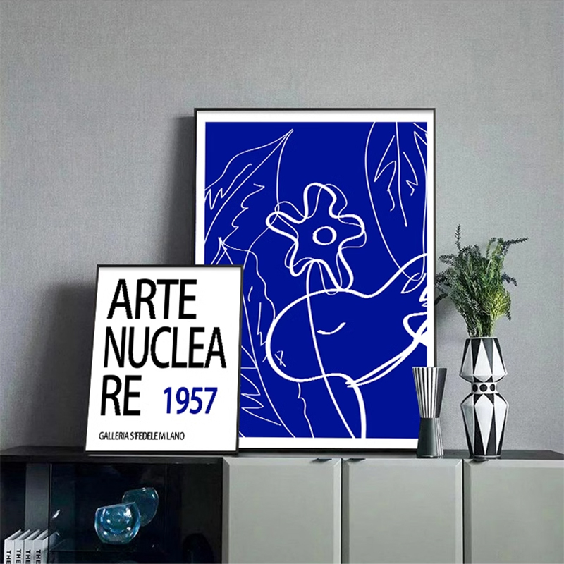 克莱因蓝色复古装饰画摆画北欧艺术抽象壁画工作室卧室背景墙挂画