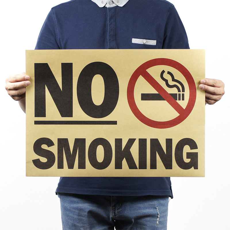 禁止吸烟NO SMOKING标志 复古牛皮纸海报宿舍酒吧壁纸贴画装饰画