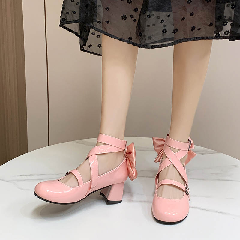 春日Lolita鞋高跟鞋女原创梅露露中跟皮鞋优雅LO小皮鞋洛丽塔鞋子