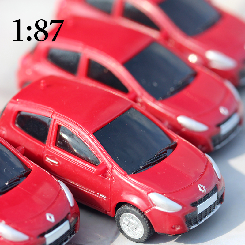 1:87仿真车模型摆件法国雷诺CLIO轿车SUV场景回力口袋玩具小男孩