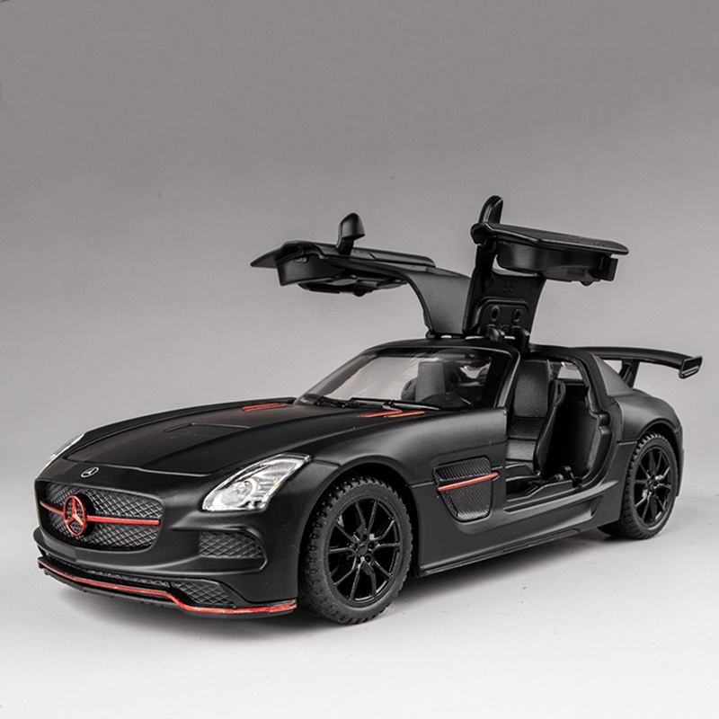 嘉业1:32奔驰SLS AMG合金汽车模型仿真鸥翼门跑车摆件儿童玩具车