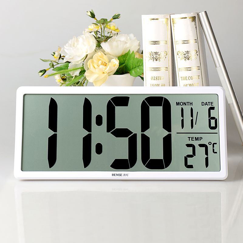 汉时时尚大屏电子时钟家用卧室日历数字挂钟客厅简约静音座钟HA88