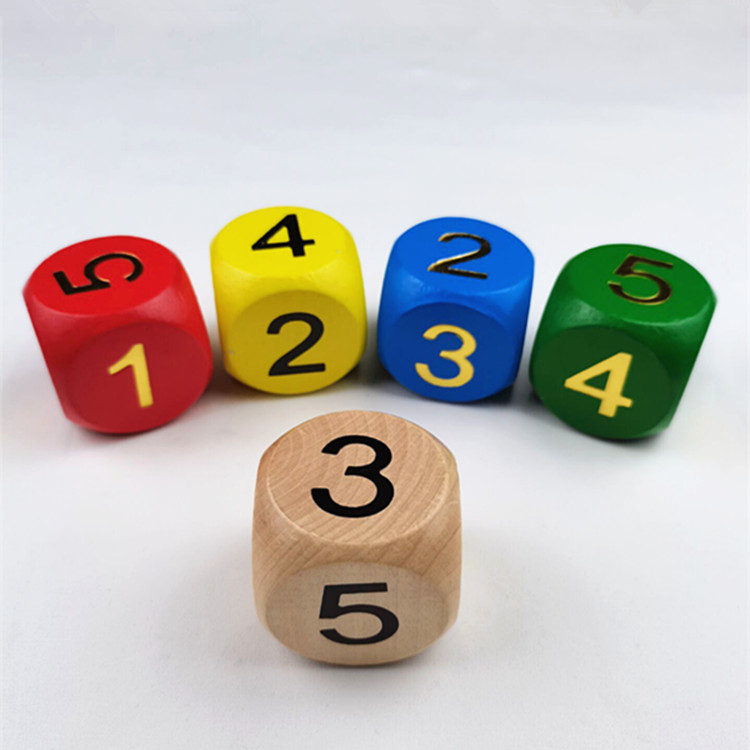 大号5cm数字筛子 七彩点数游戏色子/木质超大骰子玩具 5色可选