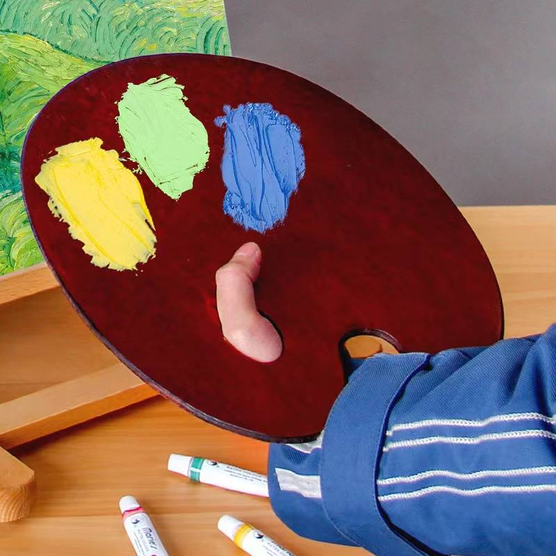 油画调色板美术生专用椭圆形木质水粉调色封油油画板大号调色盘