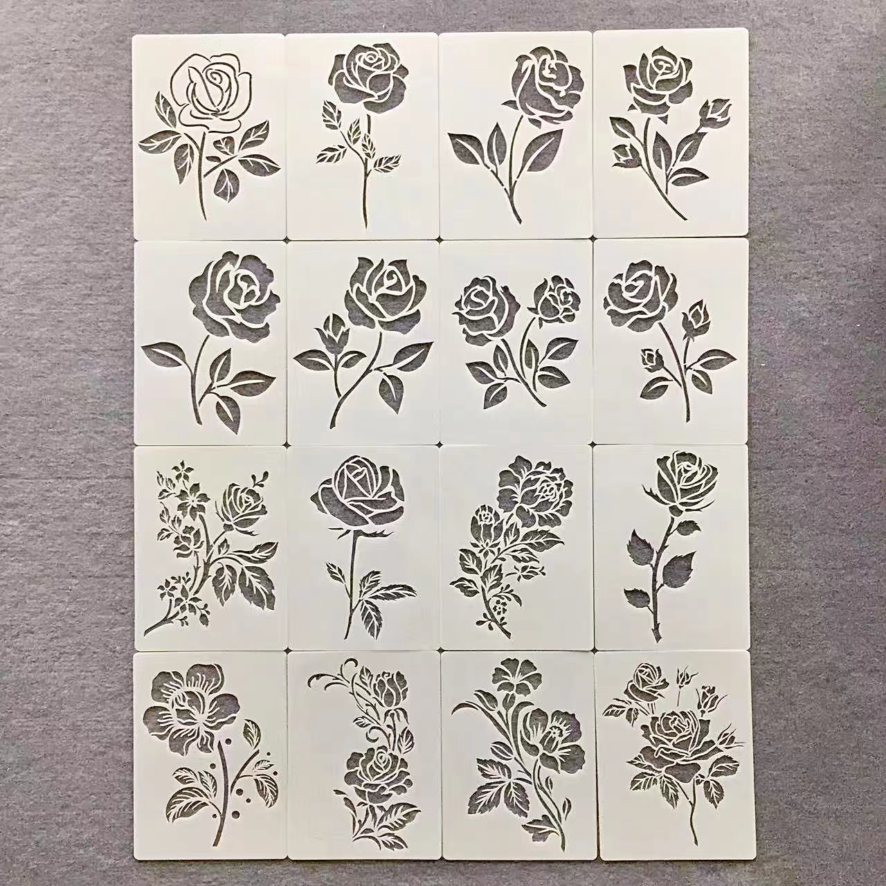 亚马逊跨境玫瑰花野花绘画模板春天田园设计花朵绘画模板