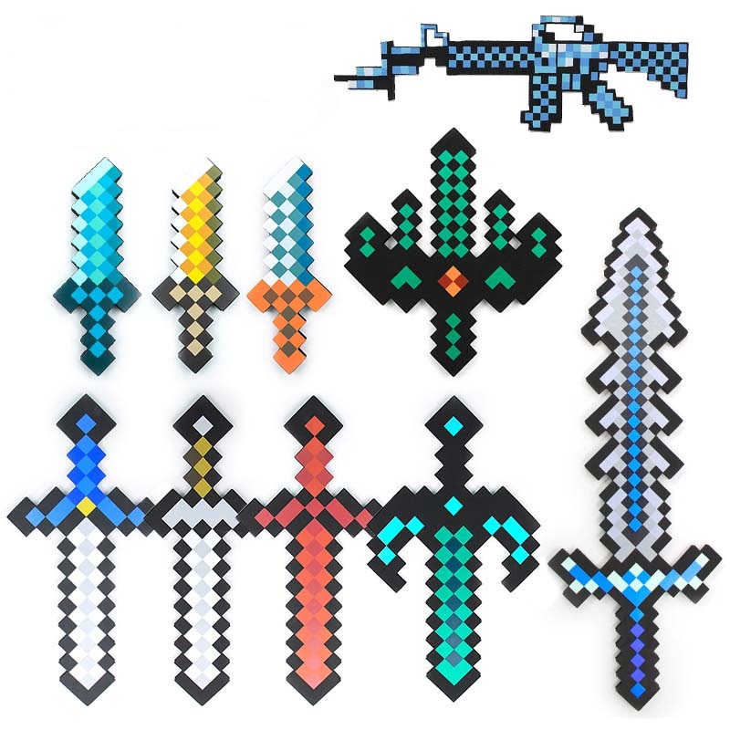 我的世界游戏周边玩具钻石剑泡沫刀枪史蒂夫头套装扮武器儿童礼物