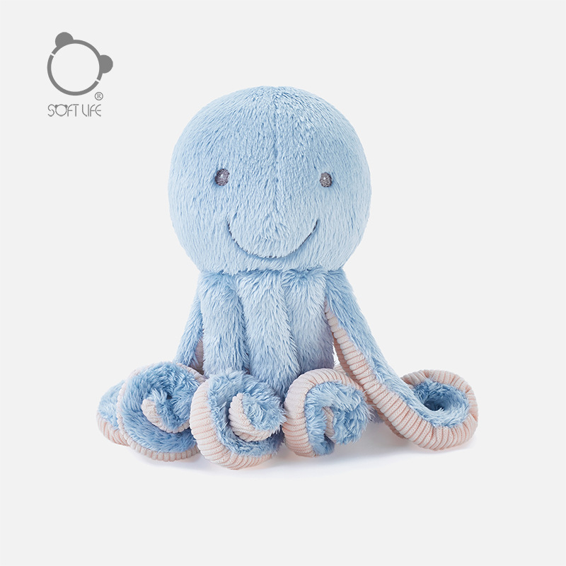蓝色八爪鱼毛绒玩具陪睡安抚玩偶可爱章鱼公仔海底生物乌贼玩具