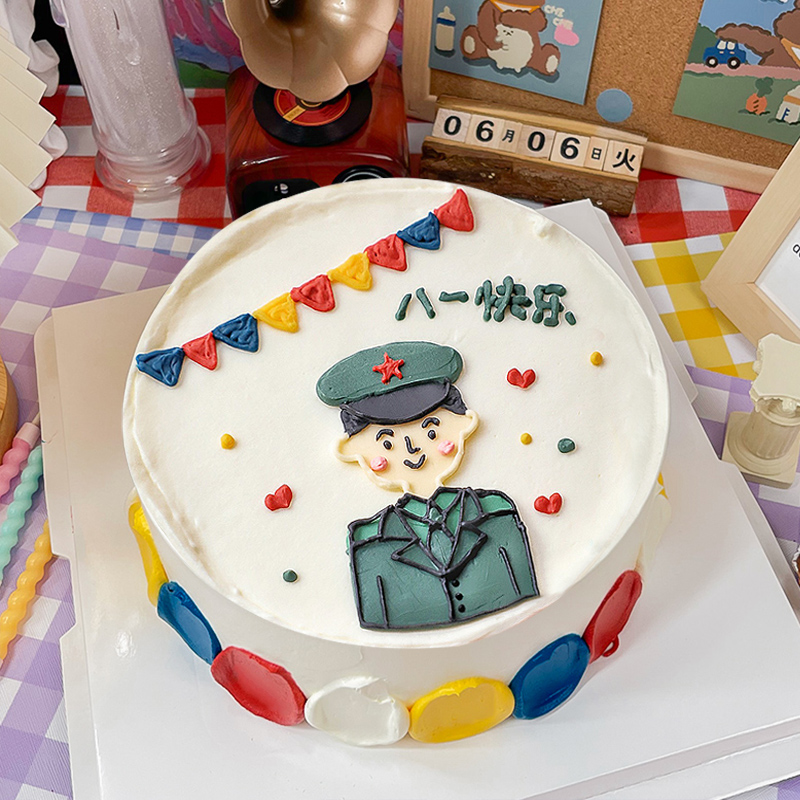 八一建军节蛋糕警察退伍军人手绘生日蛋糕上海南北京全国同城配送