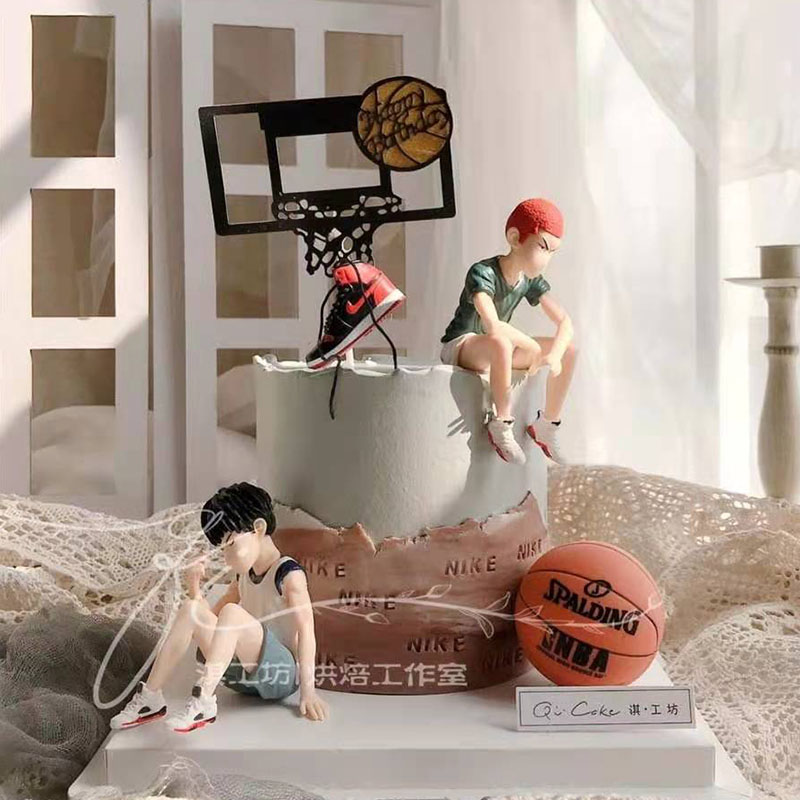 篮球小子蛋糕装饰品摆件网红款卡通儿童生日主题男生烘焙插件配件