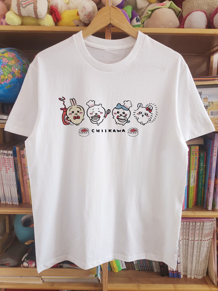Chiikawa夏款自嘲熊卡通动漫休闲可爱宽松大版纯棉印花短袖T恤
