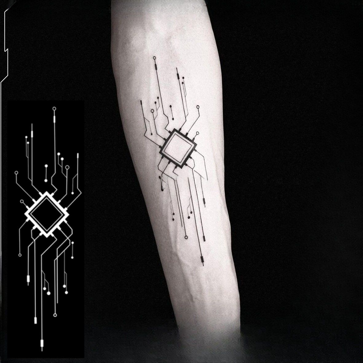 草本果汁赛博朋克人工智能电路板图案草本持久男款手臂纹身贴