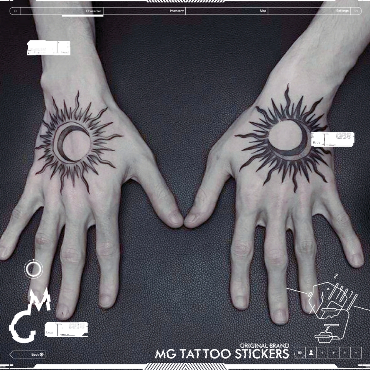 MG TATTOO 欧美太阳环 手臂手背肩花图案个性纹身贴纸男女