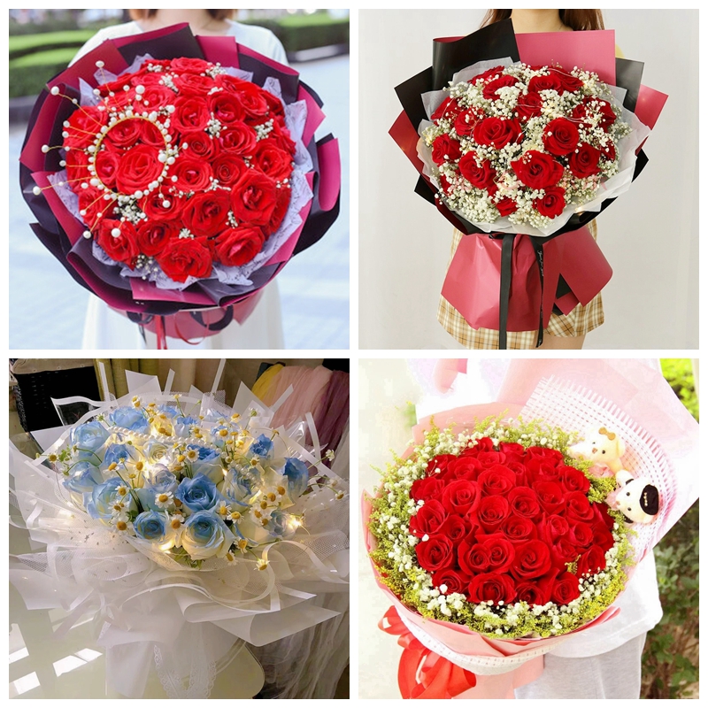 新疆库尔勒市焉耆县轮台县送生日碎冰蓝红玫瑰花束同城鲜花店表白