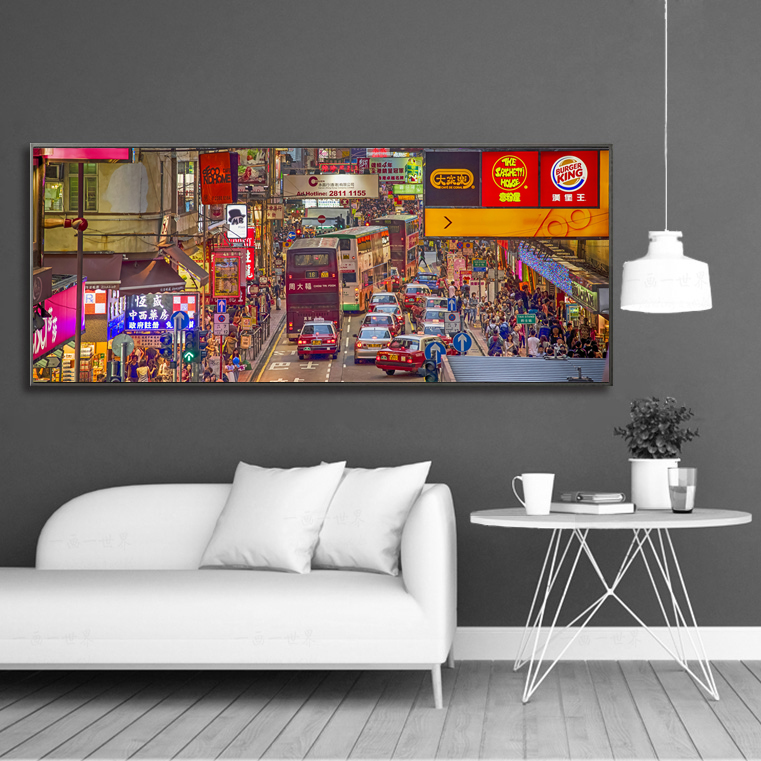 香港夜景装饰画城市风景挂画街景壁画现代简约客厅餐厅酒店墙画